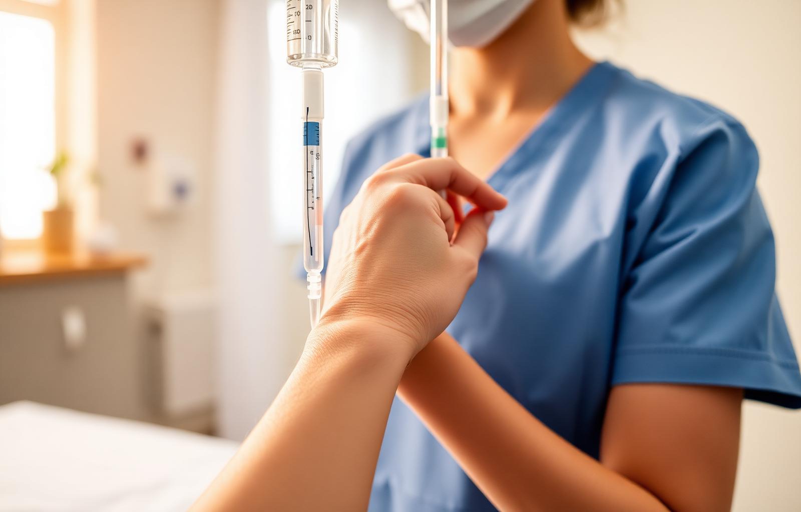 Calm space set up for an in-home IV hydration visit